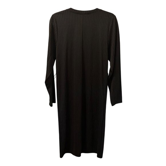 Zara Basic Black Pinstripe Long Sleeve Dress With Pockets Sz S Dress - Picture 9 of 12